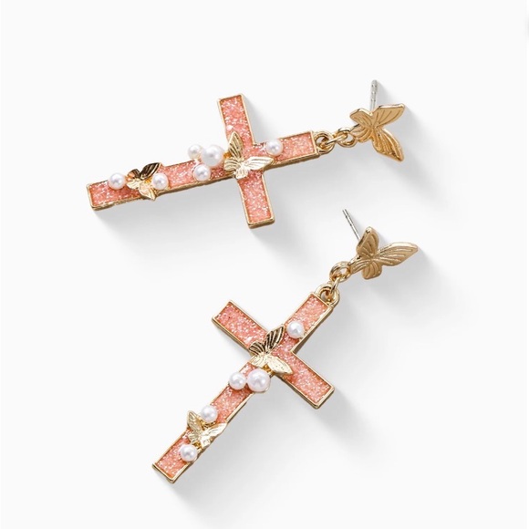 Way To Celebrate Easter Butterfly Cross Dangle Earrings - Picture 3 of 5